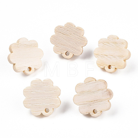 Ash Wood Stud Earring Findings EJEW-N017-011X-1