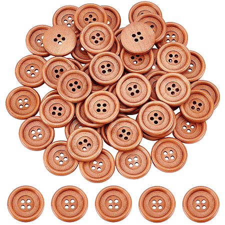 50Pcs Wood Buttons BUTT-GF0004-33-1