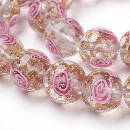 Handmade Gold Sand Lampwork Beads Strands LAMP-L072-G10-1