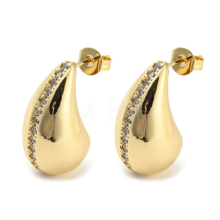 Brass Micro Pave Cubic Zirconia Stud Earrings EJEW-C066-07G-1