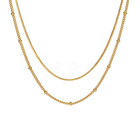 304 Stainless Steel Double-Layer Necklace LS-NJEW-Q321-01G-1