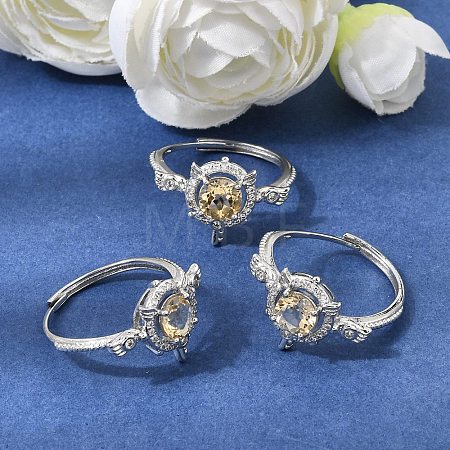 Brass Micro Pave Cubic Zirconia Finger Rings CU-CBA260E-09P-1
