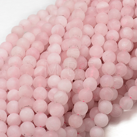 Frosted Natural Rose Quartz Bead Strands G-J120-30-10mm-1