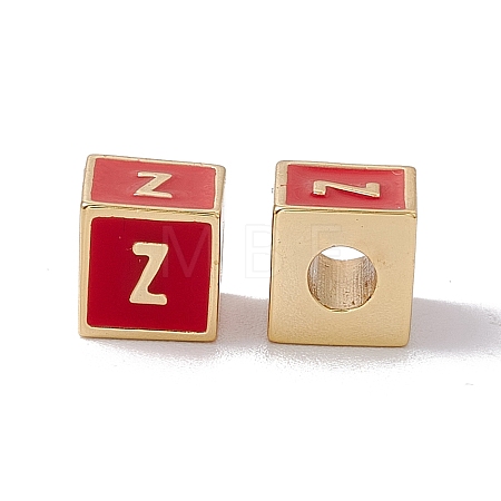 Rack Plating Brass Enamel Beads KK-B060-04G-03Z-1