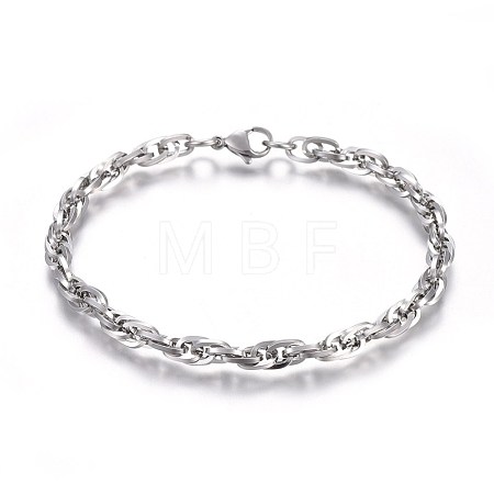 Tarnish Resistant 304 Stainless Steel Rope Chain Bracelets BJEW-L637-14-P-1
