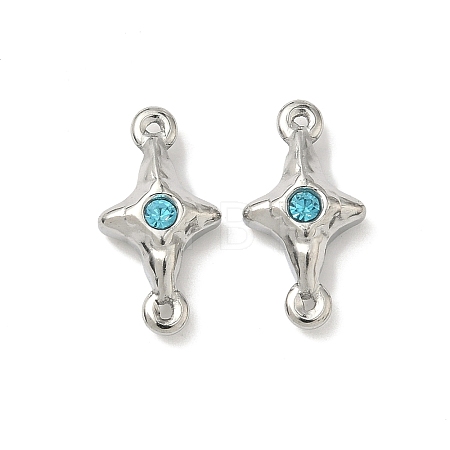 304 Stainless Steel Aquamarine Rhinestone Connector Charms STAS-L308-03A-P-1