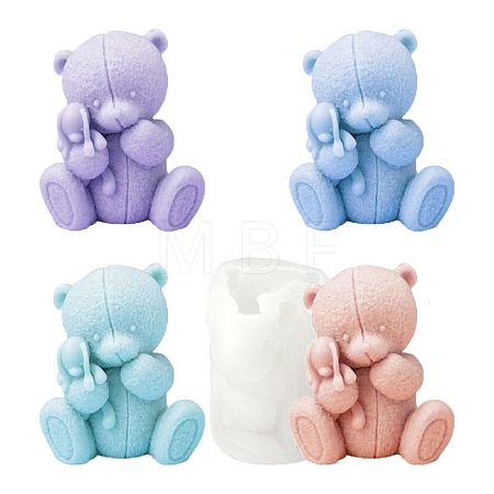 3D Bear Figurine DIY Candle Silicone Molds DIY-A047-02-1