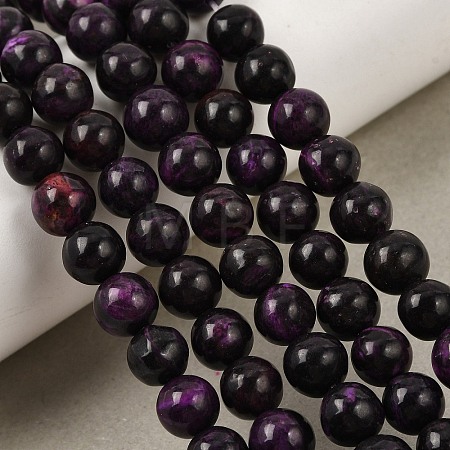 Natural Dyed White Jade(Imitation Charoite) Beads Strands GG-CBA0743-J02-8mm-1