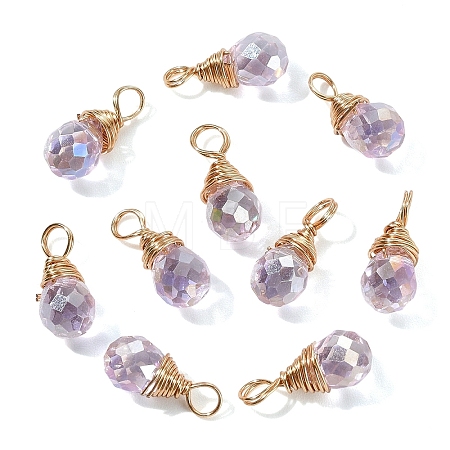 10Pcs Glass Pendants PALLOY-YW00130-06-1
