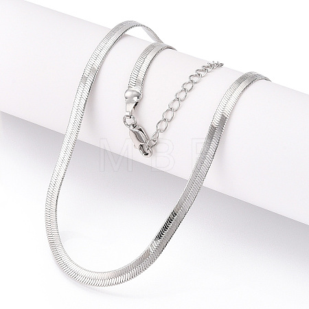 Brass Flat Snake Chain Necklaces for Women Men NJEW-N054-05P-1