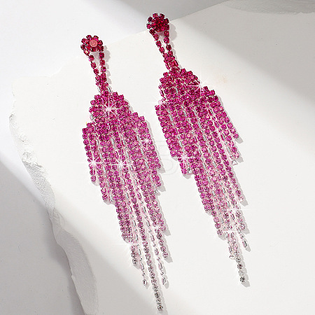 Brass Rhinestone Tassel Stud Earrings FS-WGD4A64-02-1