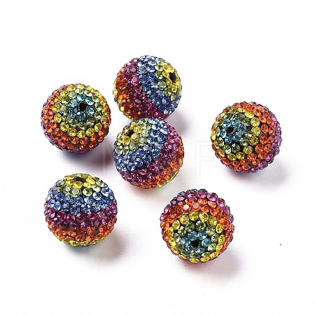 Rainbow Polymer Clay Rhinestone Beads RB-L029-01-1