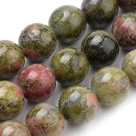 Natural Unakite Beads Strands G-S259-14-12mm-1