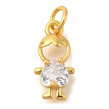 Rack Plating Brass Micro Pave Cubic Zirconia Charms KK-I716-23G-01-1