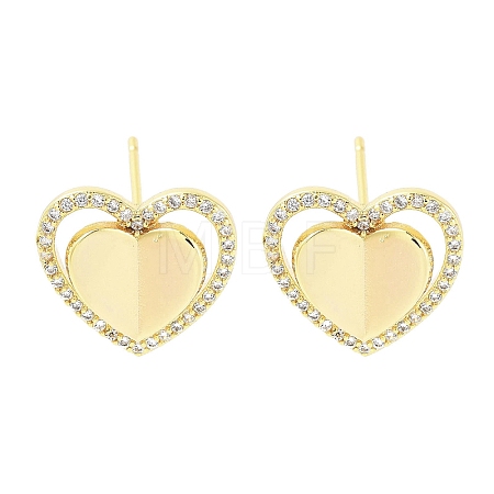 Brass Micro Pave Clear Cubic Zirconia Studs Earring for Women EJEW-S217-A01-1