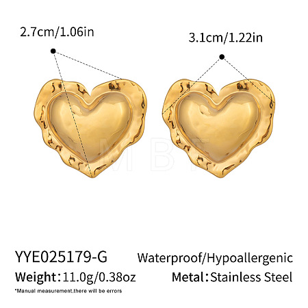 Heart 304 Stainless Steel Stud Earrings AO8083-10-1