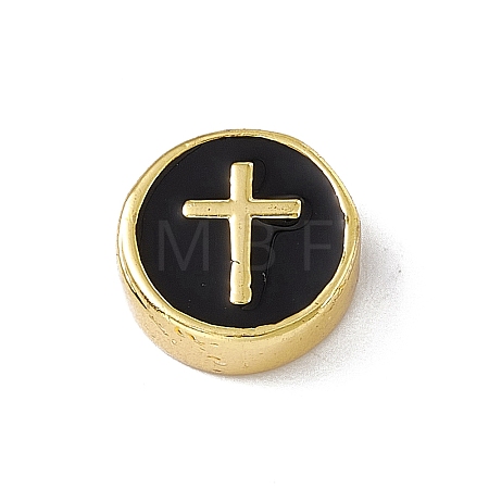 Real 18K Gold Plated Brass Enamel Beads KK-F814-04G-03-1