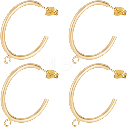 Beebeecraft 16Pcs Brass Ring Stud Earring Findings KK-BBC0011-99-1