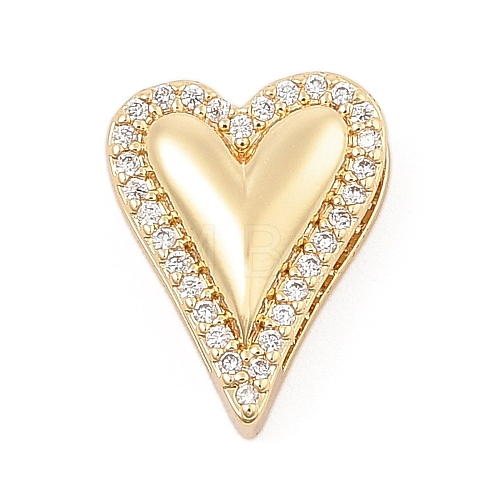 Brass Micro Pave Clear Cubic Zirconia Slide Charms ZIRC-I068-30G-1