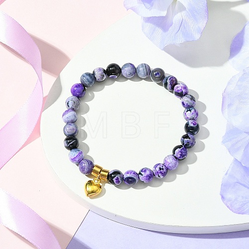 Natural Amethyst Beads Stretch Bracelets for Women BJEW-JB11351-02-1