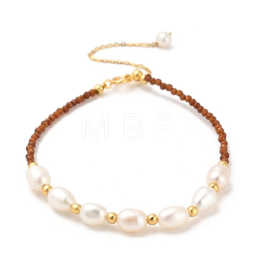 Natural Garnet Bead Bracelets BJEW-E098-09G-1