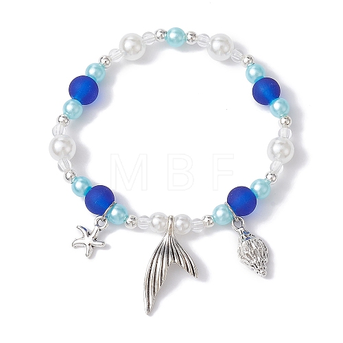 ABS Plastic Imitation Pearl Beaded Stretch Bracelet BJEW-JB09742-02-1