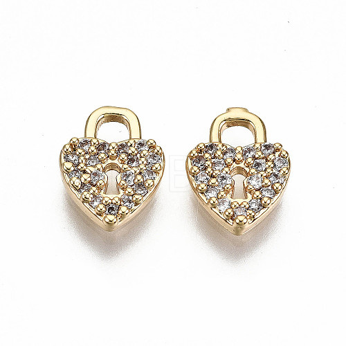 Brass Micro Pave Clear Cubic Zirconia Charms KK-S360-044-NF-1