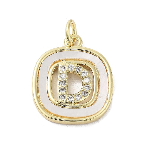 Rack Plating Brass Micro Pave Clear Cubic Zirconia Pendants KK-E102-33G-D-1