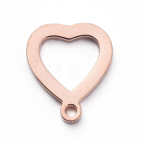 Vacuum Plating 304 Stainless Steel Open Heart Charms STAS-G215-14RG-1