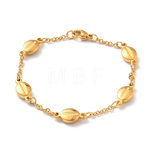 Vacuum Plating 304 Stainless Steel Oval Link Chains Bracelet for Women BJEW-E108-13G-1