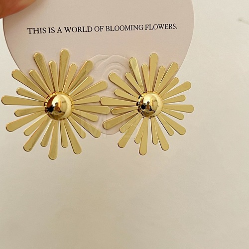 Retro Daisy Flower Brass Stud Earrings for Women TC8176-9-1