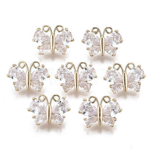 Brass Micro Pave Cubic Zirconia Charms X-KK-R111-069-1