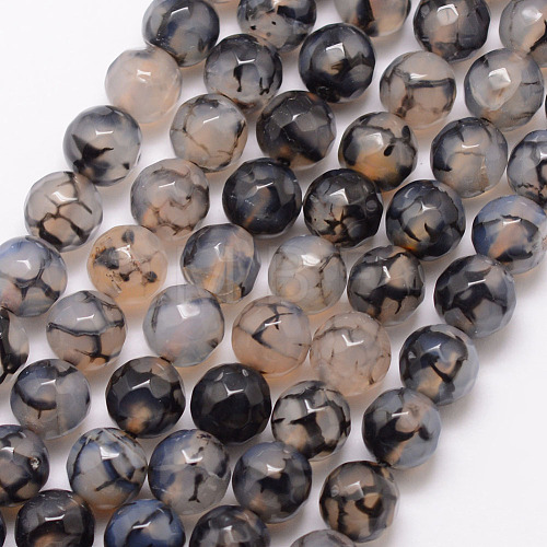 Natural Dragon Veins Agate Bead Strands G-K166-07F-8mm-04-1