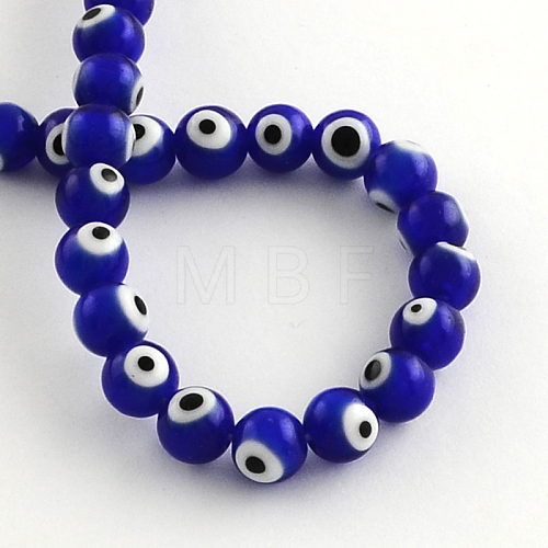 Round Handmade Evil Eye Lampwork Beads X-LAMP-R114-6mm-02-1