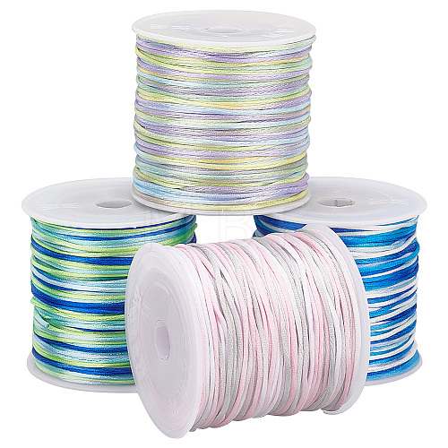   4 Rolls 4 Colors Segment Dyed Nylon Thread Cord NWIR-PH0002-14A-1