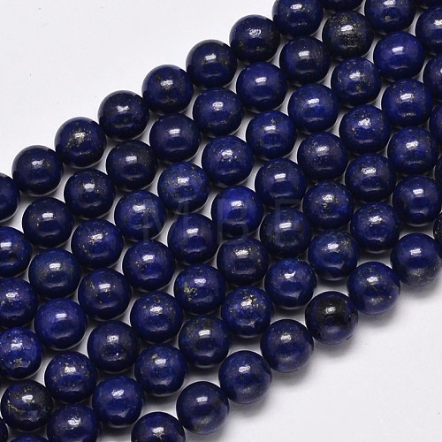 Dyed Natural Lapis Lazuli Round Beads Strands G-M169-6mm-05-1