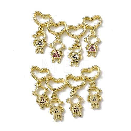 Rack Plating Brass Micro Pave Cubic Zirconia Slide Charms ZIRC-F130-09G-1