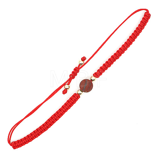 Natural Red Jasper Round Braided Bead Bracelet IG5594-8-1