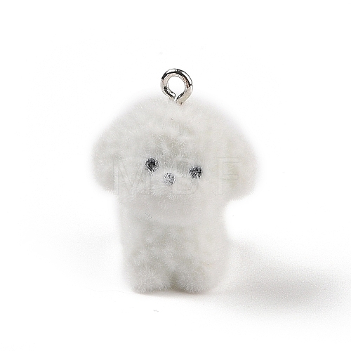 Flocking Resin Cute Puppy Pendants MACR-P043-L01-1