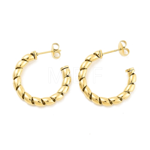 Ion Plating(IP) 304 Stainless Steel Twisted Half Hoop Stud Earrings for Women EJEW-C096-11G-1