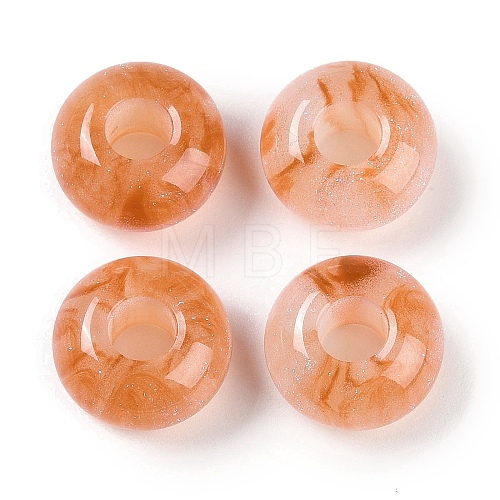 Resin European Beads with Glitter Powder RESI-F055-07F-1