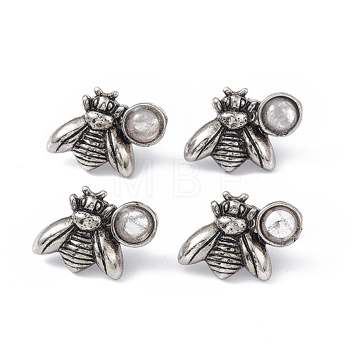 Natural Quartz Crystal Bee Stud Earrings EJEW-C016-01AS-01-1