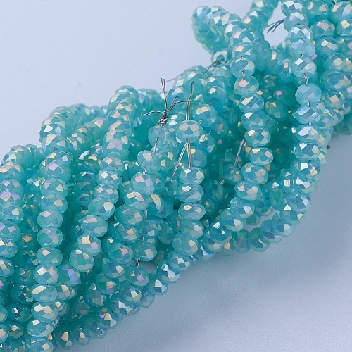 Electroplate Glass Beads Strands X-GLAA-F079-FR07-1