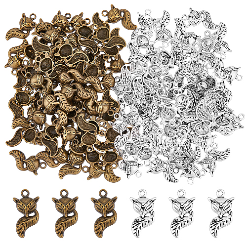 DICOSMETIC 120Pcs 2 Colors Tibetan Style Alloy Pendants TIBE-DC0001-05-1