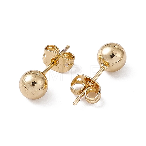 Rack Plating Brass Round Ball Stud Earrings for Women EJEW-F294-08C-G-1