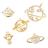 5Pcs 5 Styles Brass Micro Pave Cubic Zirconia Pendants KK-YW0004-16-1
