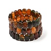 Dyed & Heated Natural Agate Oval Beaded Stretch Bracelet G-E010-01-24-1