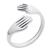 Fashionable Titanium Steel Hug Open Cuff Rings for Men and Women RA9302-1-1