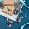 4Pcs 2 Style Natural Mixed Stone Keychains KEYC-FH0001-13-5