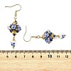 Handmade Flower Printed Porcelain Dangle Earrings EJEW-MZ00751-3